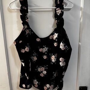 Express Black Floral Tank Top
